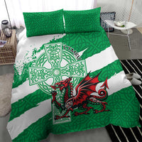 Wales Celtic Cross Bedding Set Cymru Am Byth Green Version - Wonder Print Shop
