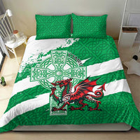 Wales Celtic Cross Bedding Set Cymru Am Byth Green Version - Wonder Print Shop