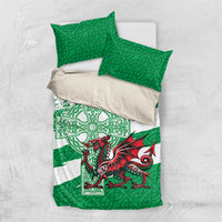 Wales Celtic Cross Bedding Set Cymru Am Byth Green Version - Wonder Print Shop