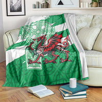 Wales Celtic Cross Blanket Cymru Am Byth Green Version - Wonder Print Shop