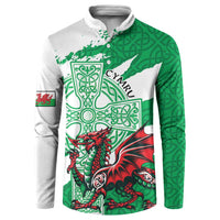 Wales Celtic Cross Button Sweatshirt Cymru Am Byth Green Version - Wonder Print Shop