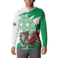 Wales Celtic Cross Button Sweatshirt Cymru Am Byth Green Version - Wonder Print Shop