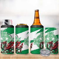 Wales Celtic Cross 4 in 1 Can Cooler Tumbler Cymru Am Byth Green Version - Wonder Print Shop
