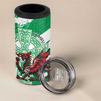 Wales Celtic Cross 4 in 1 Can Cooler Tumbler Cymru Am Byth Green Version - Wonder Print Shop