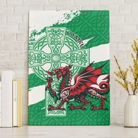 Wales Celtic Cross Canvas Wall Art Cymru Am Byth Green Version - Wonder Print Shop