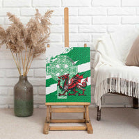 Wales Celtic Cross Canvas Wall Art Cymru Am Byth Green Version - Wonder Print Shop