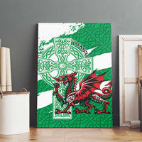 Wales Celtic Cross Canvas Wall Art Cymru Am Byth Green Version - Wonder Print Shop