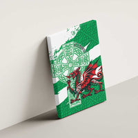 Wales Celtic Cross Canvas Wall Art Cymru Am Byth Green Version - Wonder Print Shop