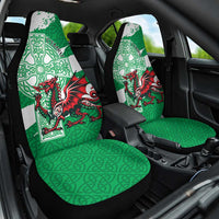Wales Celtic Cross Car Seat Cover Cymru Am Byth Green Version - Wonder Print Shop