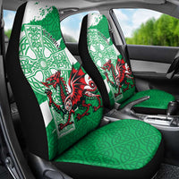 Wales Celtic Cross Car Seat Cover Cymru Am Byth Green Version - Wonder Print Shop