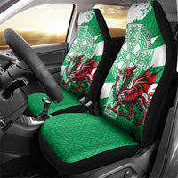 Wales Celtic Cross Car Seat Cover Cymru Am Byth Green Version - Wonder Print Shop