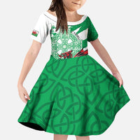 Wales Celtic Cross Family Matching Mermaid Dress and Hawaiian Shirt Cymru Am Byth Green Version - Wonder Print Shop