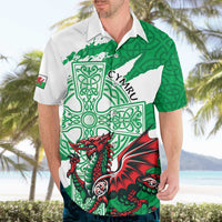 Wales Celtic Cross Hawaiian Shirt Cymru Am Byth Green Version - Wonder Print Shop