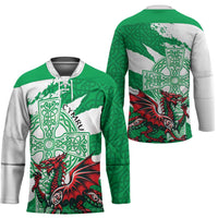 Wales Celtic Cross Hockey Jersey Cymru Am Byth Green Version - Wonder Print Shop