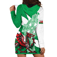 Wales Celtic Cross Hoodie Dress Cymru Am Byth Green Version - Wonder Print Shop