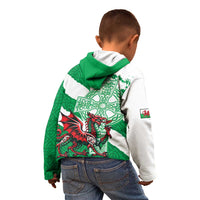 Wales Celtic Cross Kid Hoodie Cymru Am Byth Green Version - Wonder Print Shop