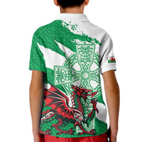 Wales Celtic Cross Kid Polo Shirt Cymru Am Byth Green Version - Wonder Print Shop