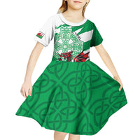 Wales Celtic Cross Kid Short Sleeve Dress Cymru Am Byth Green Version - Wonder Print Shop