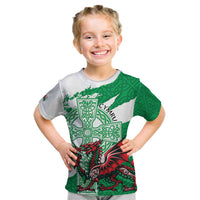 Wales Celtic Cross Kid T Shirt Cymru Am Byth Green Version - Wonder Print Shop