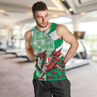 Wales Celtic Cross Men Tank Top Cymru Am Byth Green Version - Wonder Print Shop