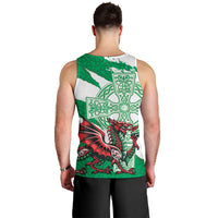 Wales Celtic Cross Men Tank Top Cymru Am Byth Green Version - Wonder Print Shop