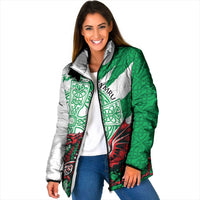 Wales Celtic Cross Padded Jacket Cymru Am Byth Green Version - Wonder Print Shop