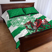 Wales Celtic Cross Quilt Bed Set Cymru Am Byth Green Version - Wonder Print Shop