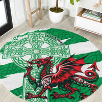 Wales Celtic Cross Round Carpet Cymru Am Byth Green Version - Wonder Print Shop