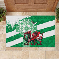 Wales Celtic Cross Rubber Doormat Cymru Am Byth Green Version - Wonder Print Shop