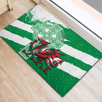 Wales Celtic Cross Rubber Doormat Cymru Am Byth Green Version - Wonder Print Shop