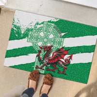 Wales Celtic Cross Rubber Doormat Cymru Am Byth Green Version - Wonder Print Shop