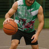 Wales Celtic Cross Sleeveless Hoodie Cymru Am Byth Green Version - Wonder Print Shop