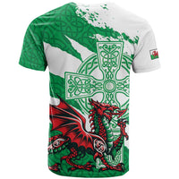 Wales Celtic Cross T Shirt Cymru Am Byth Green Version - Wonder Print Shop