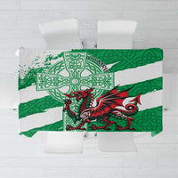 Wales Celtic Cross Tablecloth Cymru Am Byth Green Version - Wonder Print Shop
