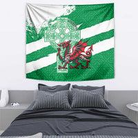 Wales Celtic Cross Tapestry Cymru Am Byth Green Version - Wonder Print Shop