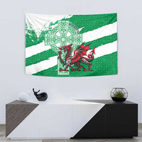Wales Celtic Cross Tapestry Cymru Am Byth Green Version - Wonder Print Shop