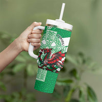 Wales Celtic Cross Tumbler With Handle Cymru Am Byth Green Version - Wonder Print Shop