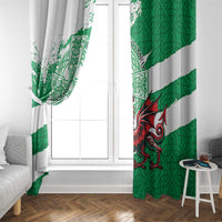 Wales Celtic Cross Window Curtain Cymru Am Byth Green Version - Wonder Print Shop