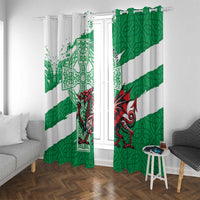 Wales Celtic Cross Window Curtain Cymru Am Byth Green Version - Wonder Print Shop