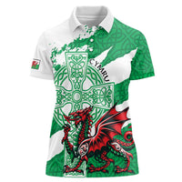 Wales Celtic Cross Women Polo Shirt Cymru Am Byth Green Version - Wonder Print Shop