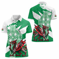 Wales Celtic Cross Women Polo Shirt Cymru Am Byth Green Version - Wonder Print Shop