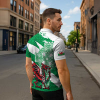 Wales Celtic Cross Zipper Polo Shirt Cymru Am Byth Green Version - Wonder Print Shop