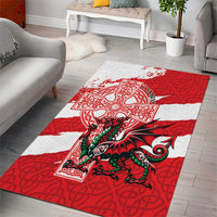 Wales Celtic Cross Area Rug Cymru Am Byth Red Version - Wonder Print Shop