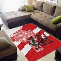 Wales Celtic Cross Area Rug Cymru Am Byth Red Version - Wonder Print Shop