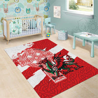 Wales Celtic Cross Area Rug Cymru Am Byth Red Version - Wonder Print Shop