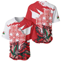 Wales Celtic Cross Baseball Jersey Cymru Am Byth Red Version - Wonder Print Shop