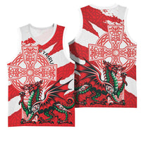 Wales Celtic Cross Basketball Jersey Cymru Am Byth Red Version - Wonder Print Shop