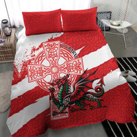 Wales Celtic Cross Bedding Set Cymru Am Byth Red Version - Wonder Print Shop