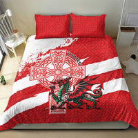 Wales Celtic Cross Bedding Set Cymru Am Byth Red Version - Wonder Print Shop