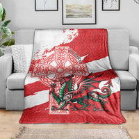 Wales Celtic Cross Blanket Cymru Am Byth Red Version - Wonder Print Shop